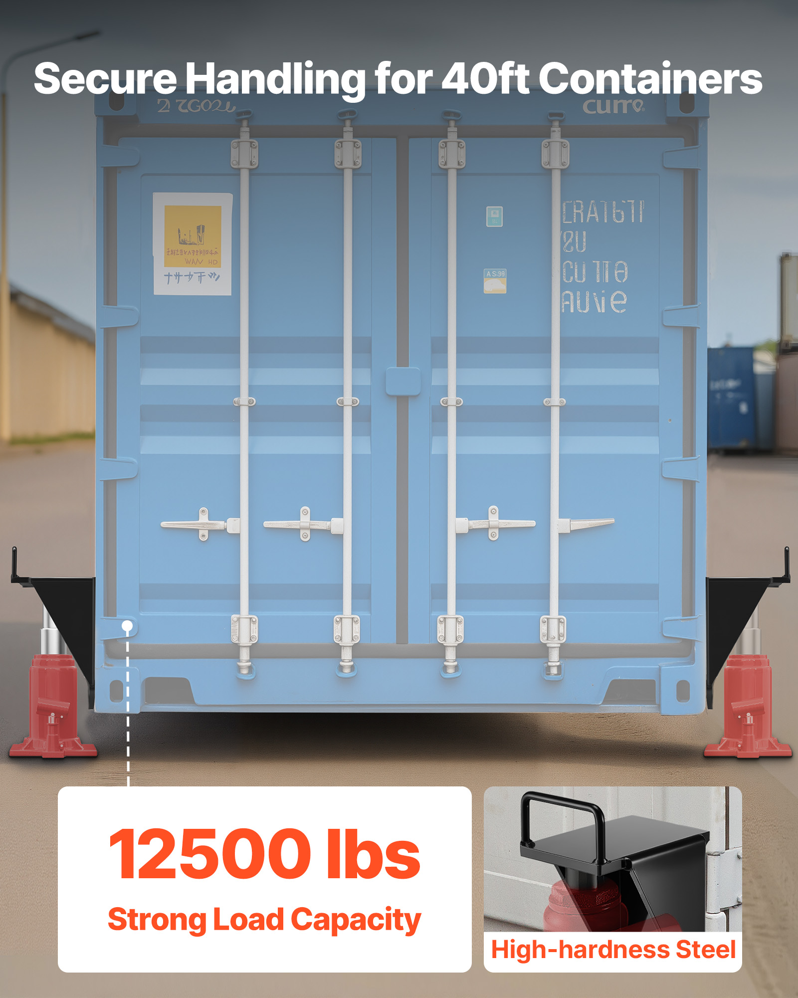 VEVOR Shipping Container Jack Lug with U-Shaped Handle, 2-Pack, Storage Leveler Booster Withstands Sun & Rain, Heavy Duty Container Jack Lug for Shipping Industry, Logistics, Warehouse Management