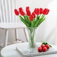 thumbnail image 2 of Latex Tulips Real Touch Pink Artificial Flowers Fake Tulips Arrangement Bouquet for Home Office Wedding Decor (Pink), 2 of 5