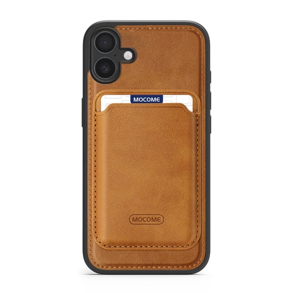 for iPhone 16 Detachable Magnetic Card Bag Back Phone Case, Men Women Premium PU Leather Classic Ultra Slim Drop Protective Durable Phone Case Cover for iPhone 16, Brown