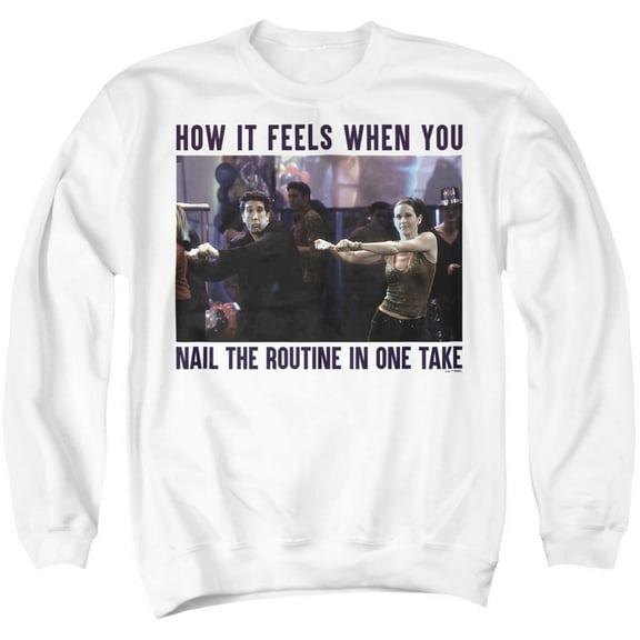 Friends Nail the Routine Unisex Adult Crewneck Sweatshirt, White, Medium
