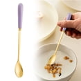 thumbnail image 2 of Long Handle Iced Tea Spoon Stainless Steel Long Handle Dessert Spoons Ceramic Handle Coffee Spoon Ice Cream Spoons Cocktail Stirring Spoons, 1 Pack, Purple, 2 of 9