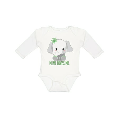 

Inktastic Mimi Loves Me- Cute Elephant Gift Baby Boy or Baby Girl Long Sleeve Bodysuit