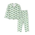 thumbnail image 1 of Fotbe Cute Crocodile Conjunto de Pijama de Manga Larga para Mujer con Estampado, Ropa de Dormir de 2 Piezas, Conjunto de Casa Suave y Cómodo con Bolsillos-Large, 1 of 7