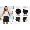 thumbnail image 5 of TEMOFON Summer Shorts for Women Elastic Waist Casual Shorts with Pocket Comfy Solid Color Black Pleated L, 5 of 8