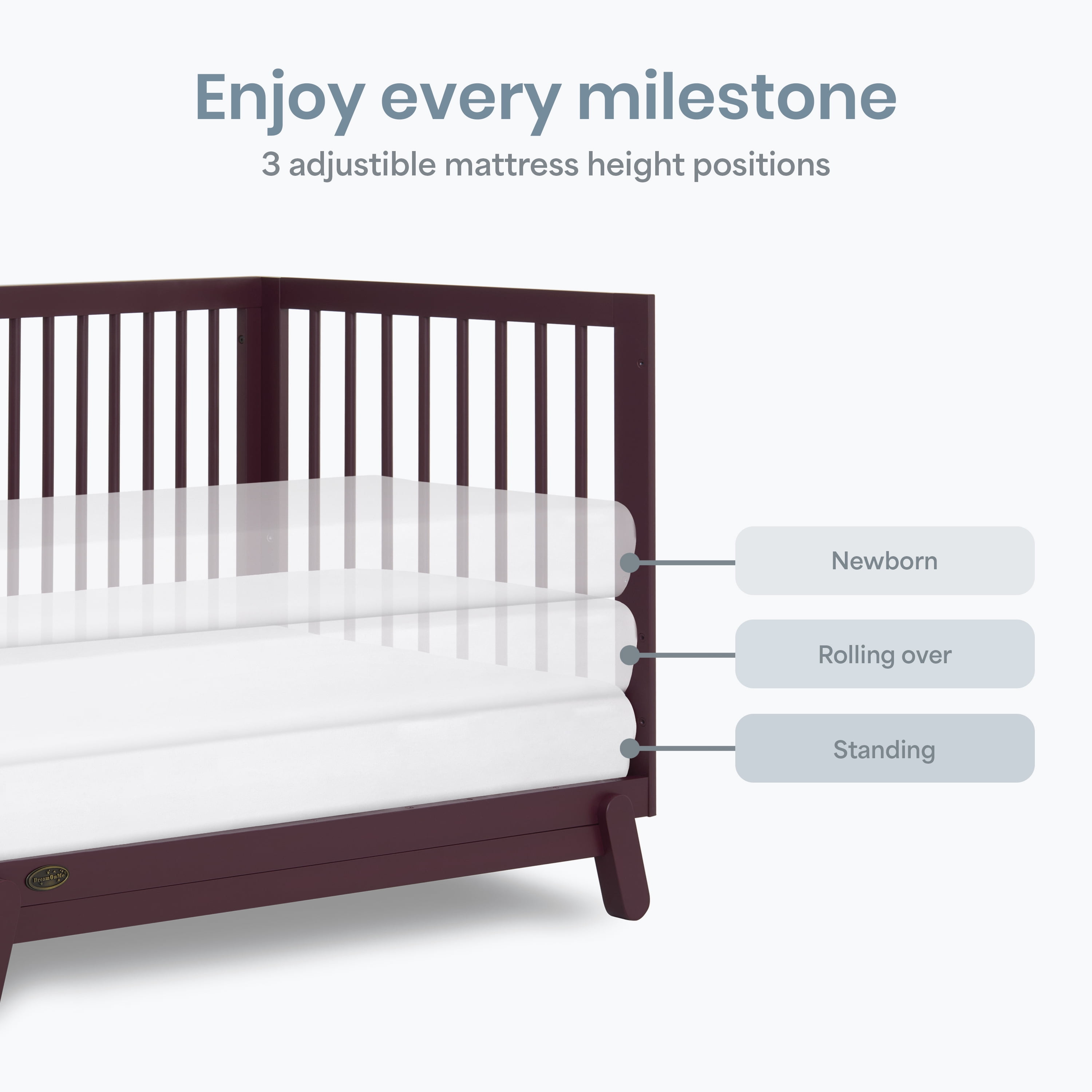 Dream On Me Hygge 5-in-1 Convertible Crib, Auburn