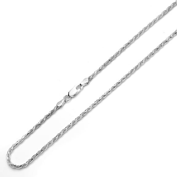 Men's Sterling Silver 2.5mm Italian Rope Chain Necklace (16"~30" Inch)