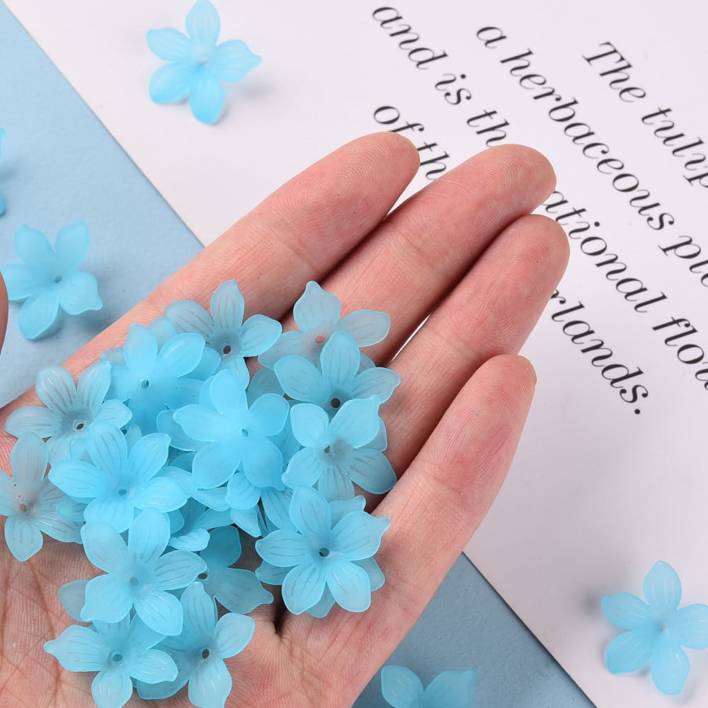 500gs Frosted Acrylic Bead Caps 20x21.5x4.5mm Hole: 1.6mm about 1630pcs/500g Blue