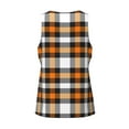 thumbnail image 5 of Xecao Orange Plaid Men's Tank Top Workout Quick Dry Sleeveless Gym Jogging Muscle Shirts Summer Swim Beach Tops, 5 of 9