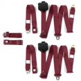 thumbnail image 1 of Standard 3 Point Burgundy Retractable Bench Seat Belt Kit with 3 Belts for 1958 Chevy Impala, 1 of 1