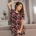 thumbnail image 3 of Bingfone Rose Flowers Nightgowns for Women Sleep Shirts Short Sleeve Nightshirt Pullover Nightdress Soft Sleepwear, 3 of 6