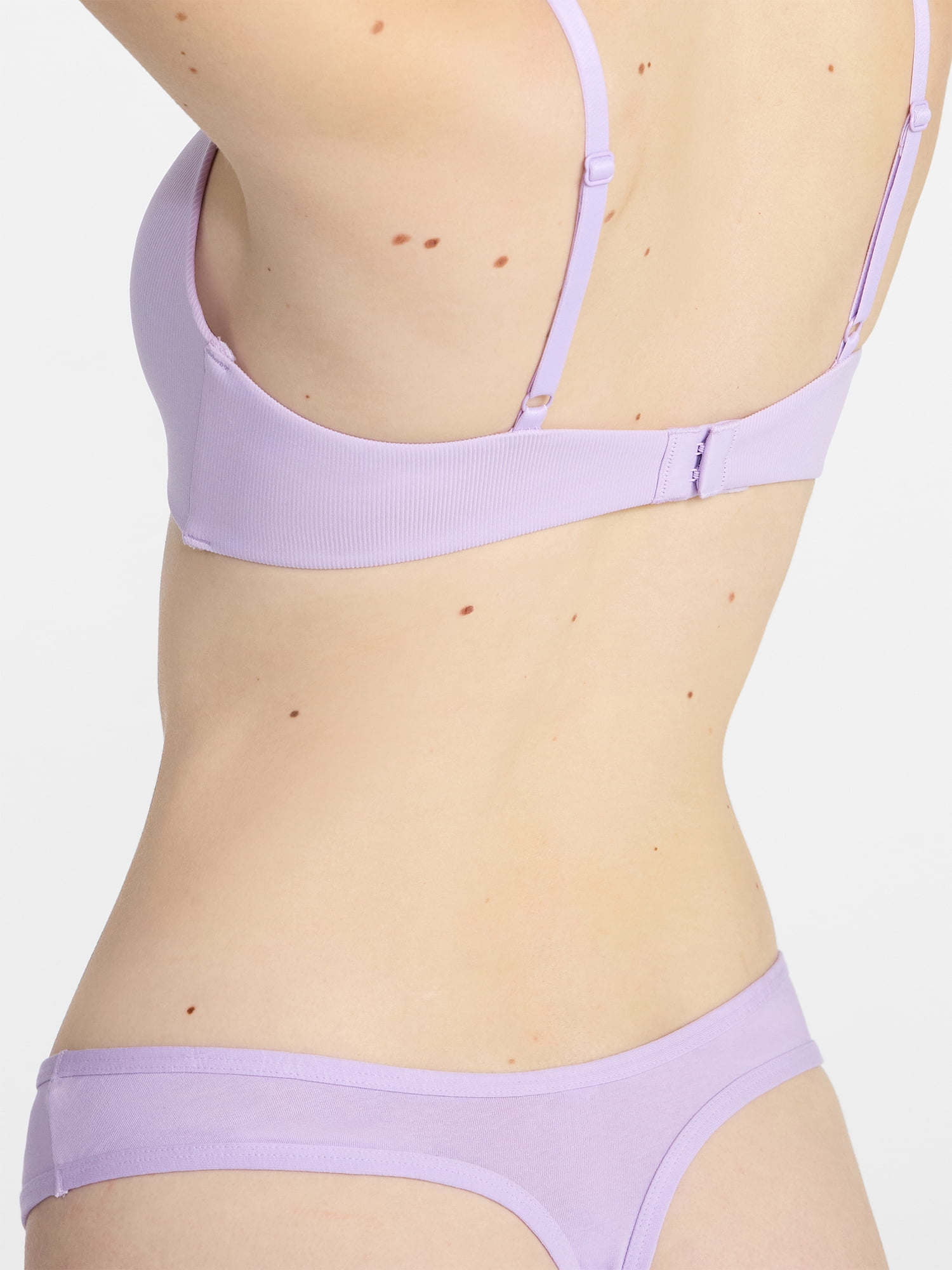 No Boundaries Cotton Blend Hi Cut Thong Panties, Women's XS-XXXL