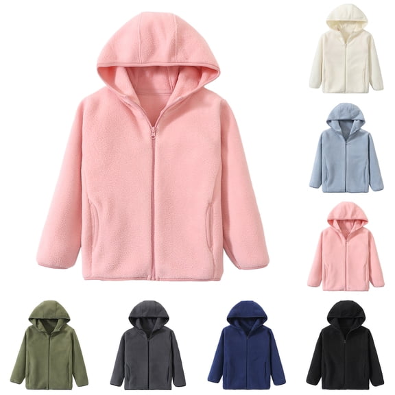 Liyamei Kids Hooded Jacket with Zipper for Winter Windproof Warm Outerwear Size 3-4 Years
