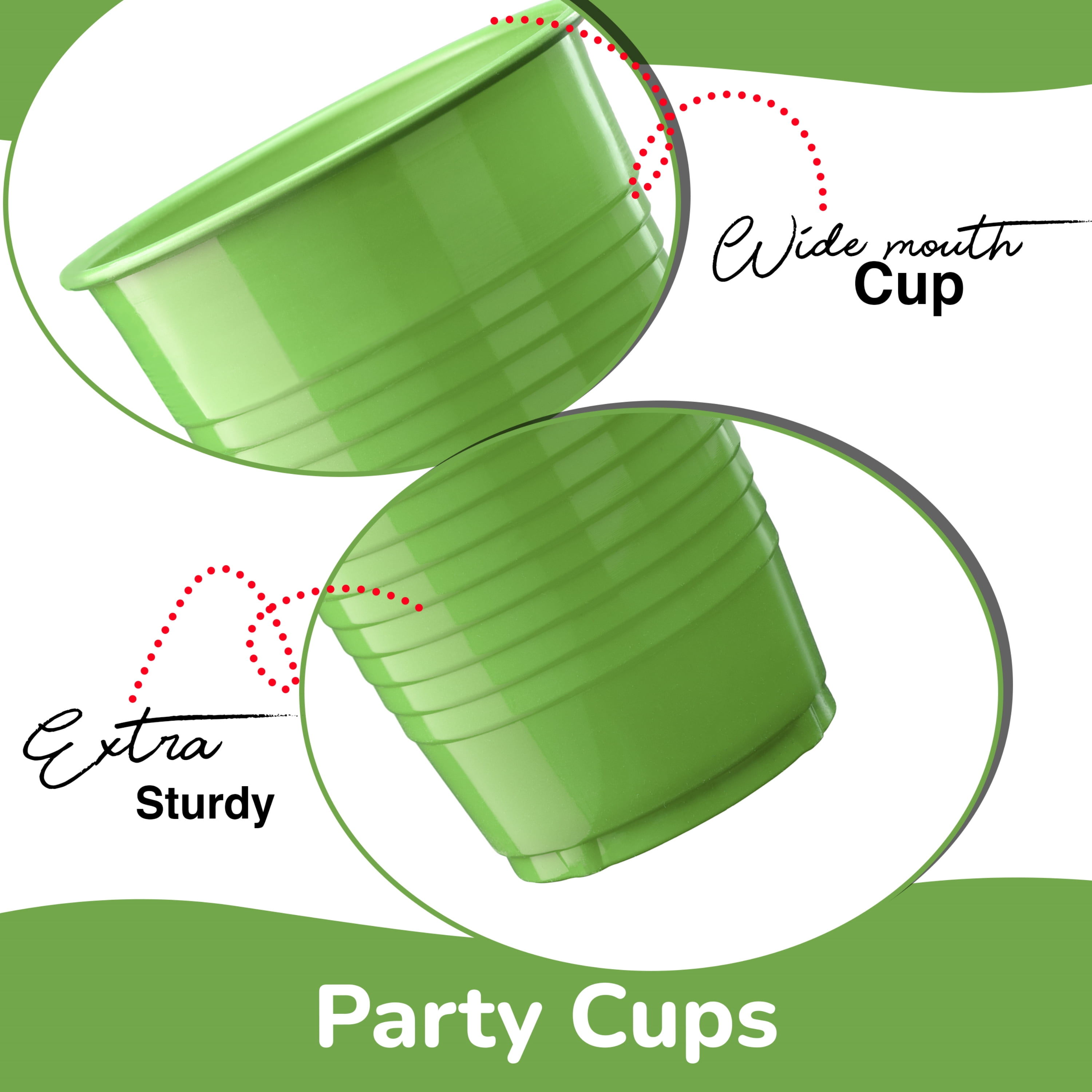 Exquisite 12 oz Lime Plastic Cups II 50 Count Bulk Pack Disposable Party  Cups II Premium Quality Plastic Tumblers for Parties