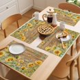 thumbnail image 5 of Summer Floral Placemats Set of 12, Watercolor Sunflower Eucalyptus Leaves Wood Grain Non-Slip Place Mats Washable Table Mats for Kitchen Dining Table Decorations Indoor/Outdoor, 5 of 9