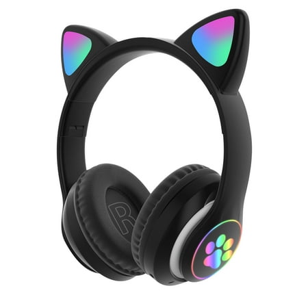 Kiplyki Wholesale Wireless Cat Ear Headphones Bluetooth 5.0 Wireless Cat Ear Headset LED Light Headphone W/Mic Gift For Kids