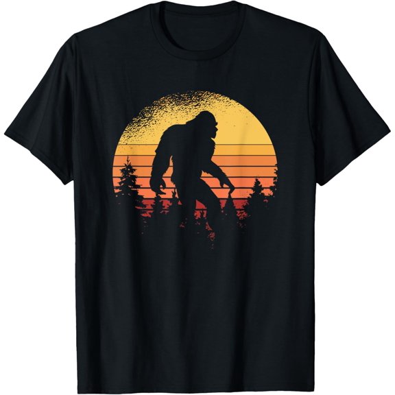 Retro Bigfoot Believer Silhouette Sasquatch Hide And Seek T-ShirtMen and women, Black T-shirt, size: Extra large