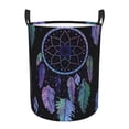 thumbnail image 1 of Balery Dreamcatcher With Colorful Feathers Cesta de ropa redonda con asas, impermeable, independiente, para ropa, juguetes, dormitorio y familia-Small, 1 of 6