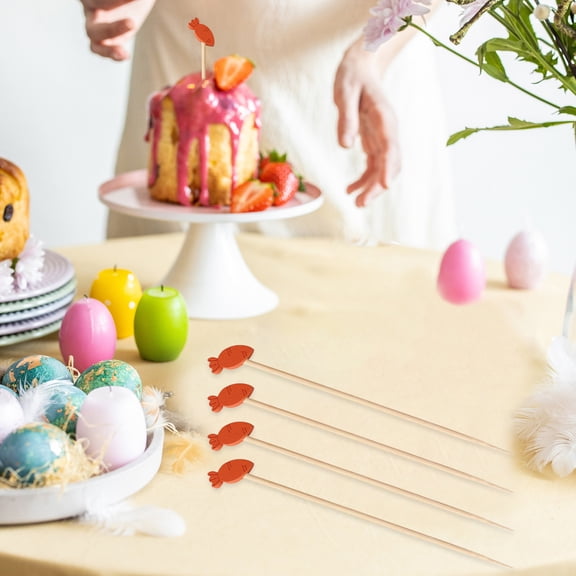 MXTPOV 100pcs Cocktail Picks, Bunny Carrot Toothpicks for Appetizers, Bamboo Cocktail Sticks Skewers for Drinks, Desserts, Charcuterie, Wedding Party