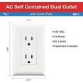 RV Designer S811, Self Contained Dual Outlet with Cover Plate, White