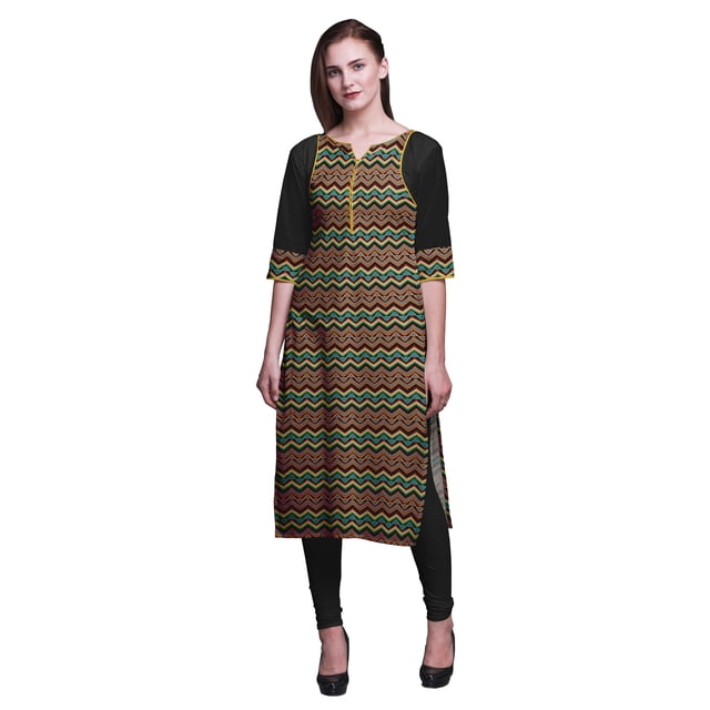 Bimba Cotton Printed Straight Kurtis For Women Panel Kurta Summer Tunic-Small