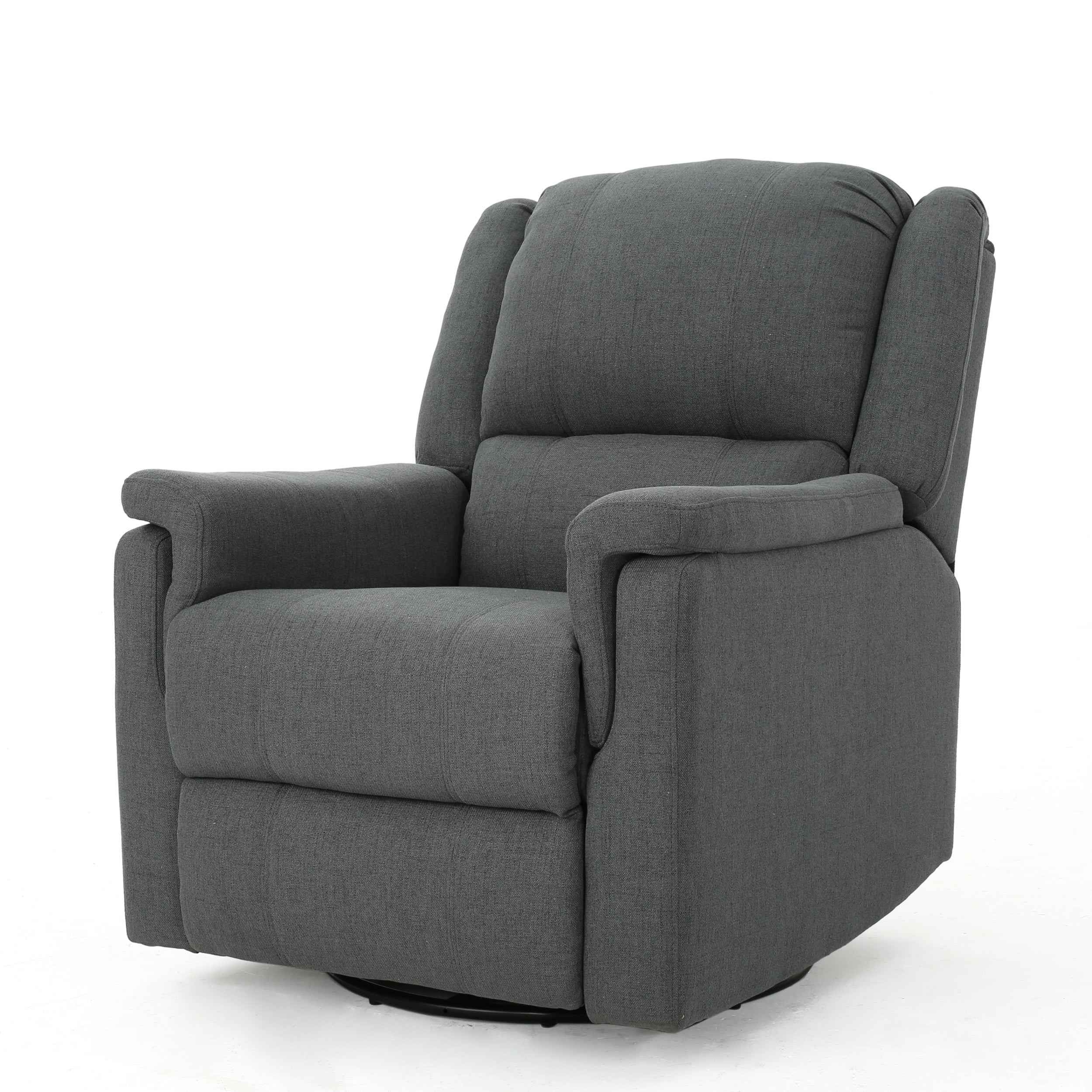 Euroco Charcoal Fabric Glider Recliner with Swivel, Manual Reclining Chair