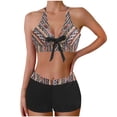 thumbnail image 1 of Maillot de Bain Deux Pièces pour Femmes, Tankini Sans Manches à Col en V avec Coussinet de Poitrine Intégré, Mélange Polyester-Spandex Imprimé, Longueur Régulière, Maillot de Bain de Plage Conservateur, 1 of 6