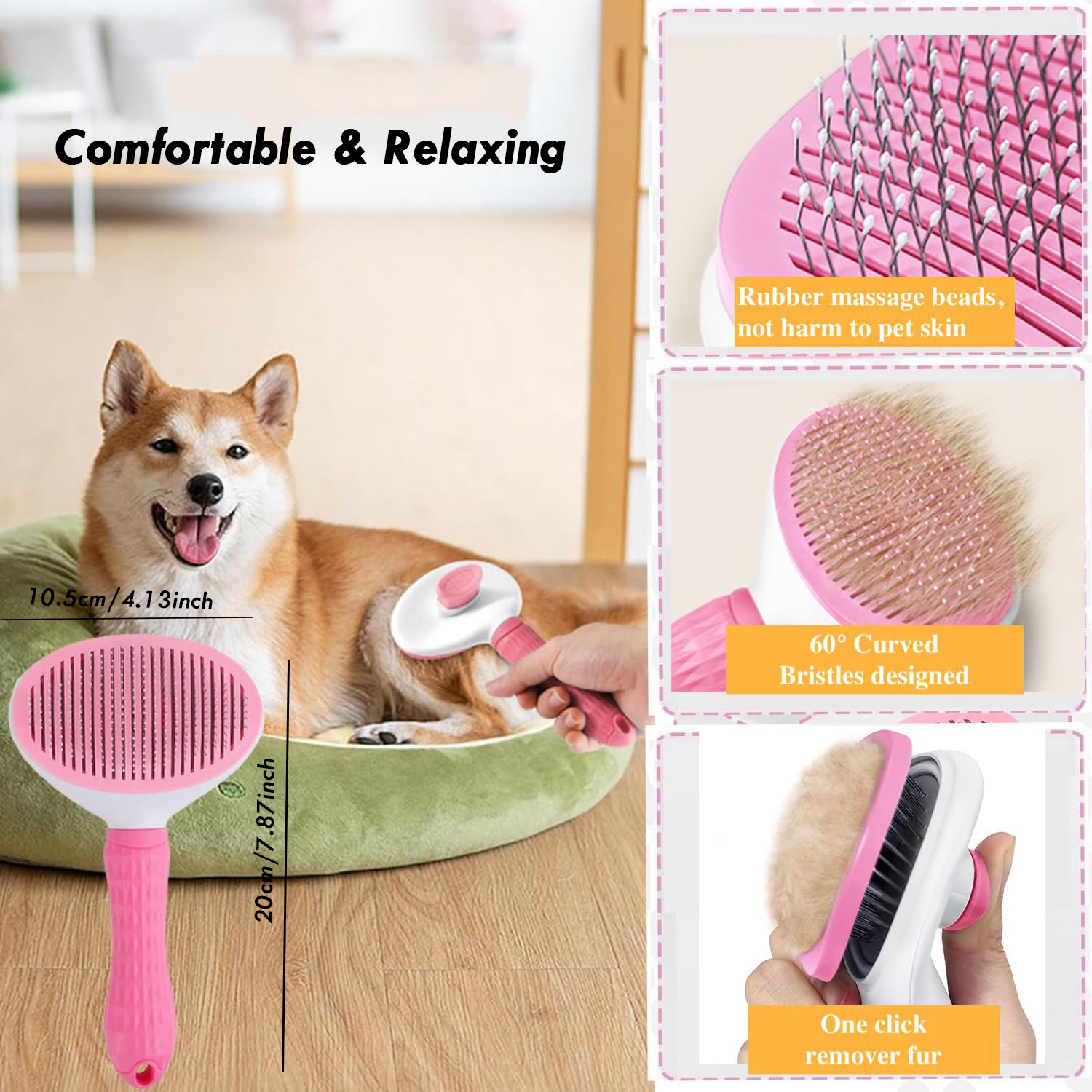 Hoolife 8-Pc Pet Grooming Brush Kit, Pink photo 2