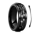 thumbnail image 2 of Fashion Punk Style Gear Rotating Fidget Ring Stainless Steel Chain Spinner Rings for Women Rock Biker Party Jewelry,Black12, 2 of 13