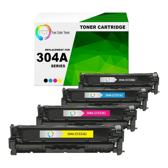 TCT 304A Toner Cartridge 4 Pack - Premium Compatible Replacement for 304A CC530A CC531A CC532A CC533A