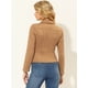thumbnail image 4 of Chaqueta de gamuza sintética Allegra K para mujer motociclista marrón XL, 4 of 5