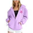 thumbnail image 3 of Oversized Hoodies for Women Loose Fit Cancer Awareness Print Zipper Basic Sweatshirt Drawstring Fall Winter Outfits Y2K Clothes Track Jackets with Pockets, 3 of 6