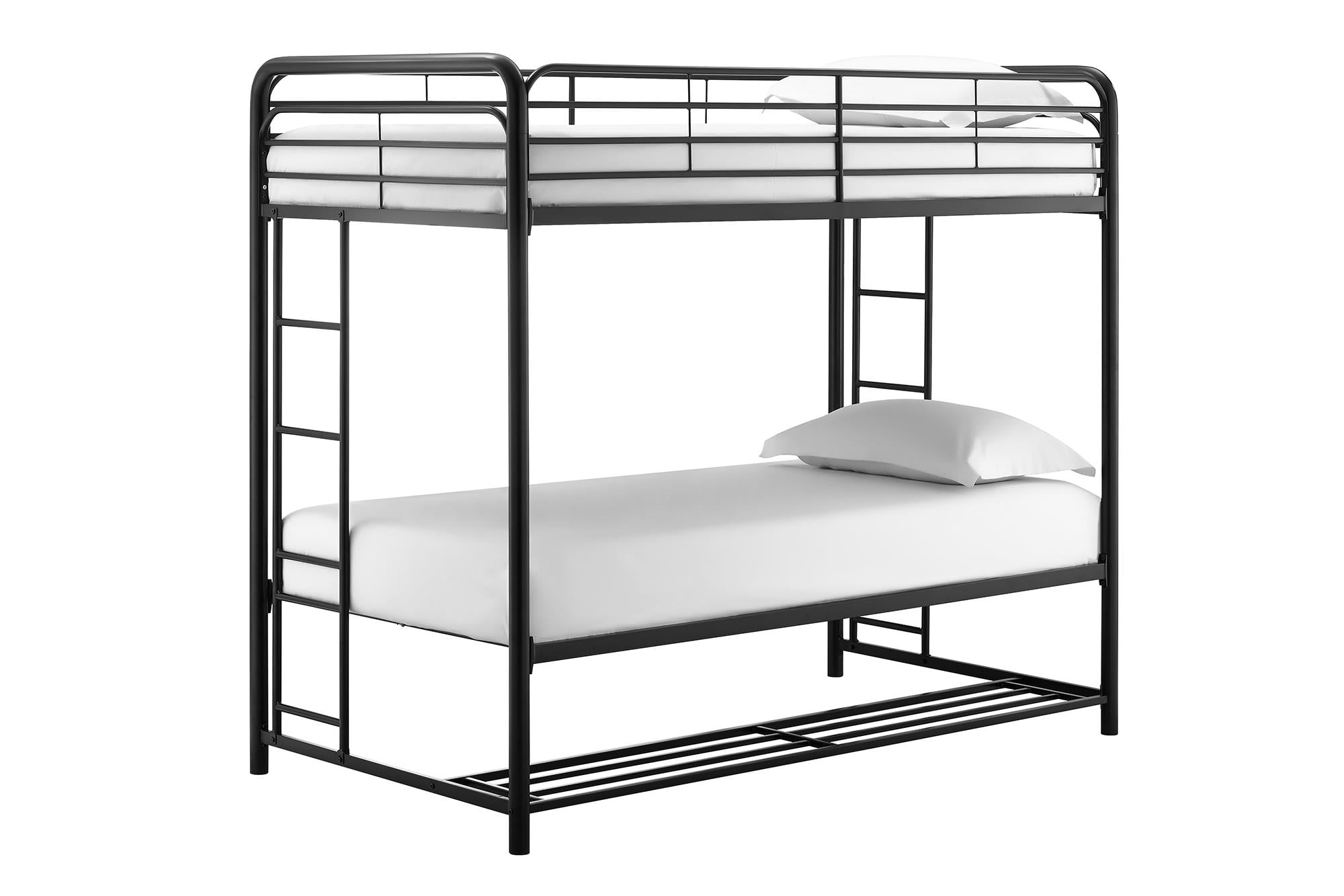 Mainstays Twin Over Twin Metal Bunk Bed With Storage Bins, Black ...