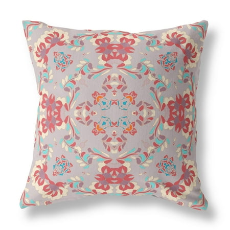 26 Purple Red Filigree Indoor Outdoor Zip Throw Pillow