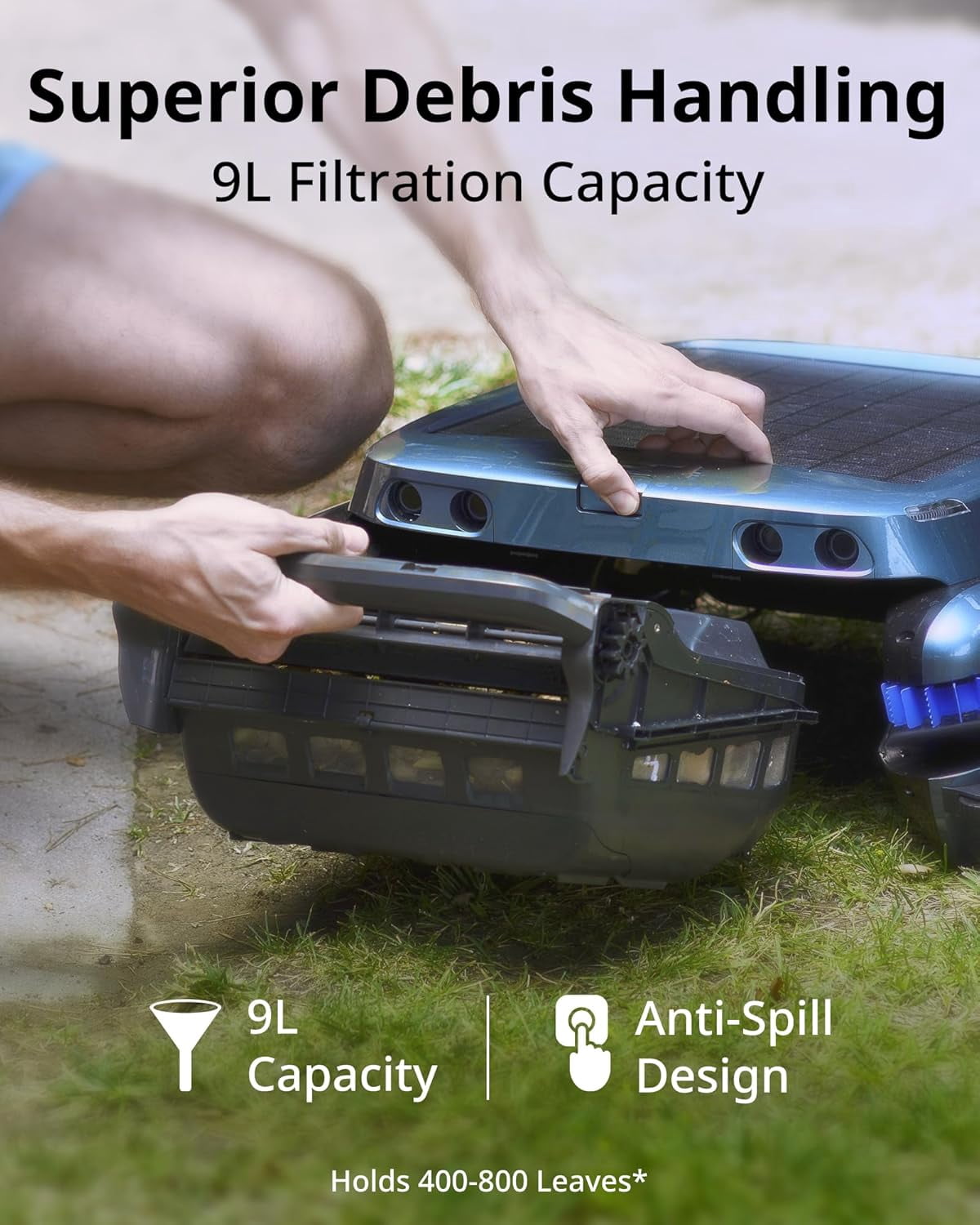 iSkim Ultra Solar Powered Robotic Pool Skimmer - 24/7 Cleaning, Solar & Magnetic Wireless Charging, Water Clarification, Edge & Corner Cleaning, S-Path Optimization, App Control, Ice Blue