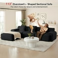 thumbnail image 3 of Muumblus 113" L-Shaped Modular Sectional Sofa, Oversized Corduroy Cloud Couch for Living Room, Black, 3 of 11