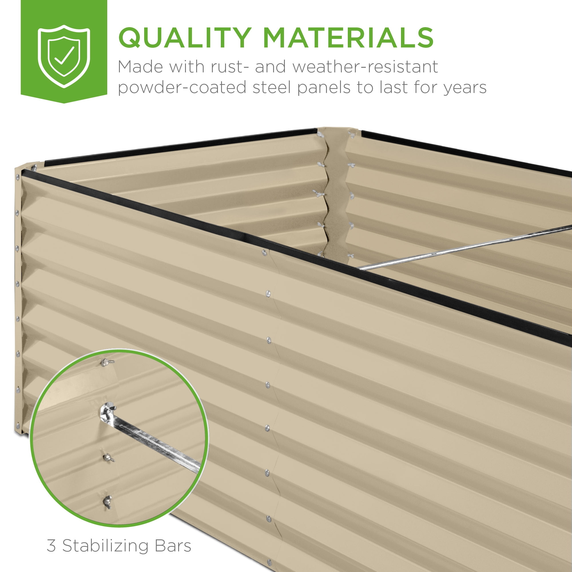 Best Choice Products 8x4x2ft Outdoor Metal Raised Garden Bed for Vegetables Flowers Herbs - Beige