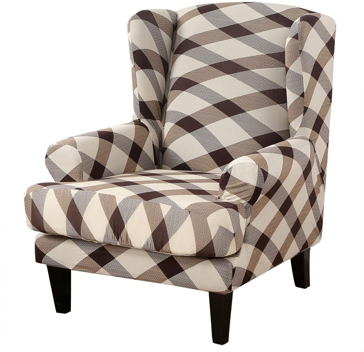 SHANNA Wingback Chair Slipcovers 2Piece Stretch Fabric Wing Chair