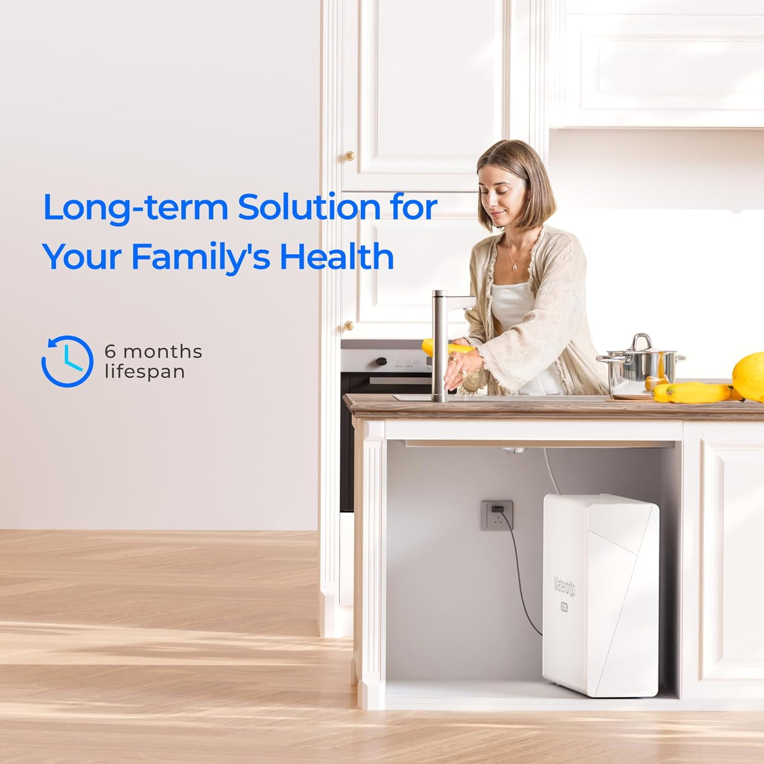 Waterdrop X8 Reverse Osmosis System, 800 GPD Tankless Reverse Osmosis Water Filter, 9-Stage Filtration Undersink RO Water Filtration System, 2:1 Pure to Drain, Smart Faucet, Reduce PFAS,with WD-F2