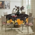 thumbnail image 3 of Halloween Tablecloth 60x60 Inch Round, Jack-O-Lantern Pumpkin Cobweb Scary Themed Black Washable Table Cover for Party Picnic Dinner Decor, 3 of 6