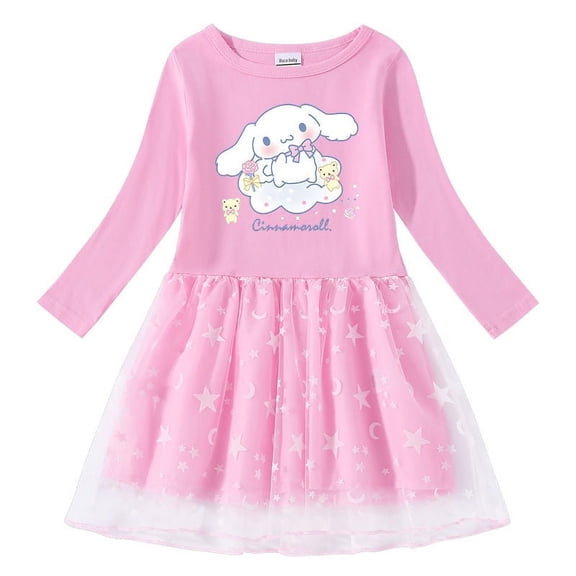 Sanrio Cinnamoroll Dress Cartoon Long Sleeve Skirt Dress Spring Autumn Clothing