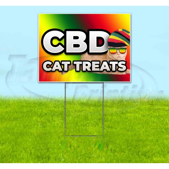 Cbd Cat Treats (18" x 24") Yard Sign, Includes Metal Step Stake