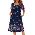 thumbnail image 2 of Oudiya House Dress for Women with Pockets Moomoo Dresses Short Sleeve Mumu Nightgown Button Down Sleepwear, S-3XL, 2 of 5