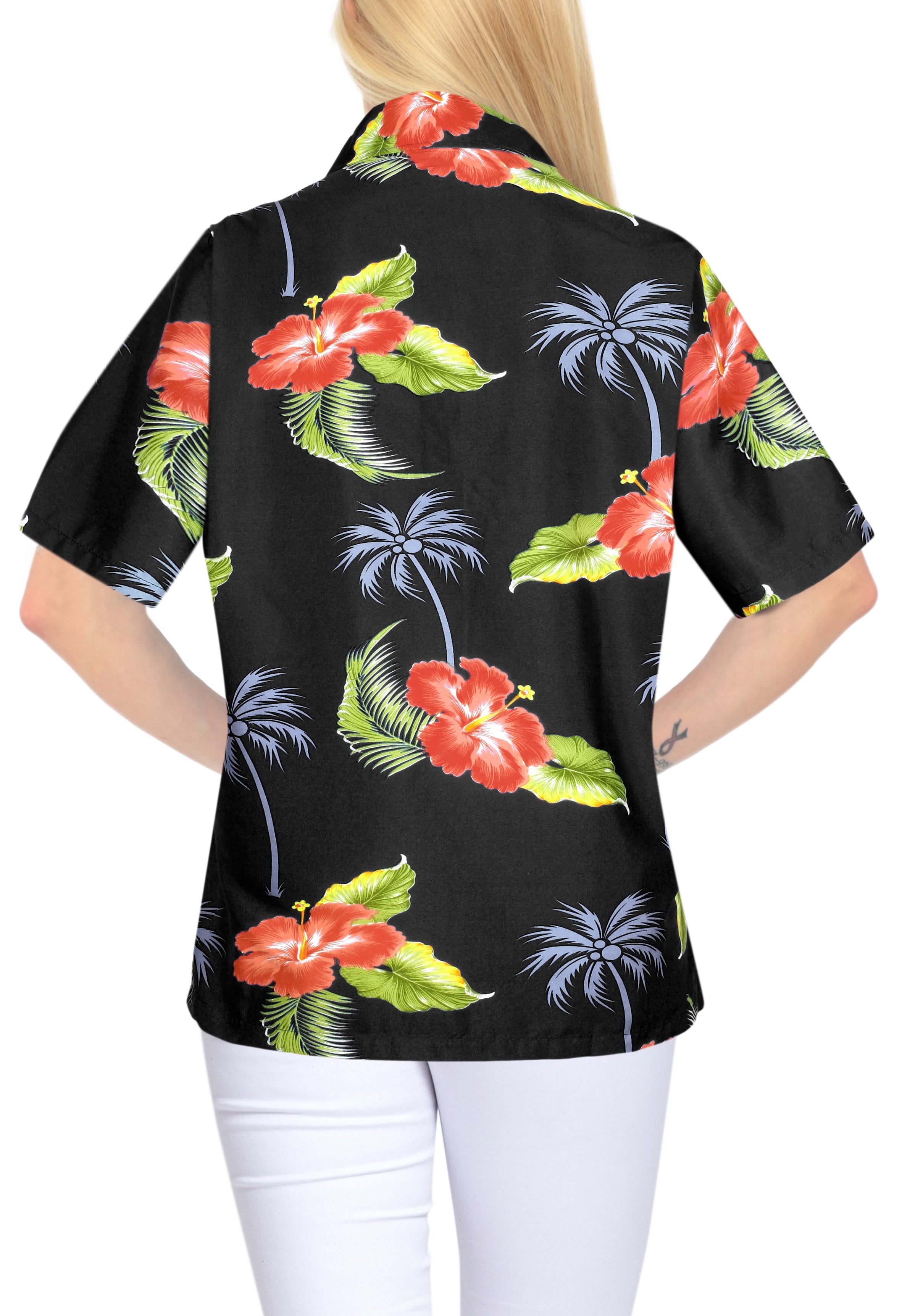HAPPY BAY Women's Beach Hawaiian Shirt For Girls Short Sleeves S  Mustard_X520