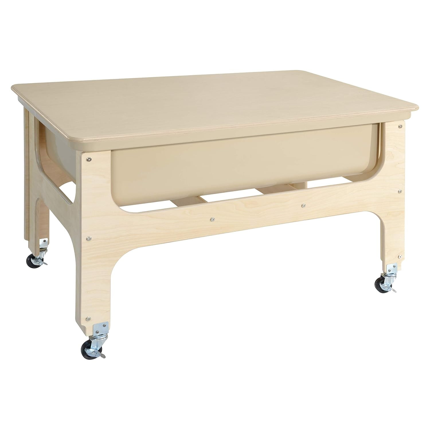 Wood Design Multipurpose Sand & Water Sensory Center with Clear 9" D Tub & Lid, Constructed from 100% Plywood, Activity Table for Kids, Classroom