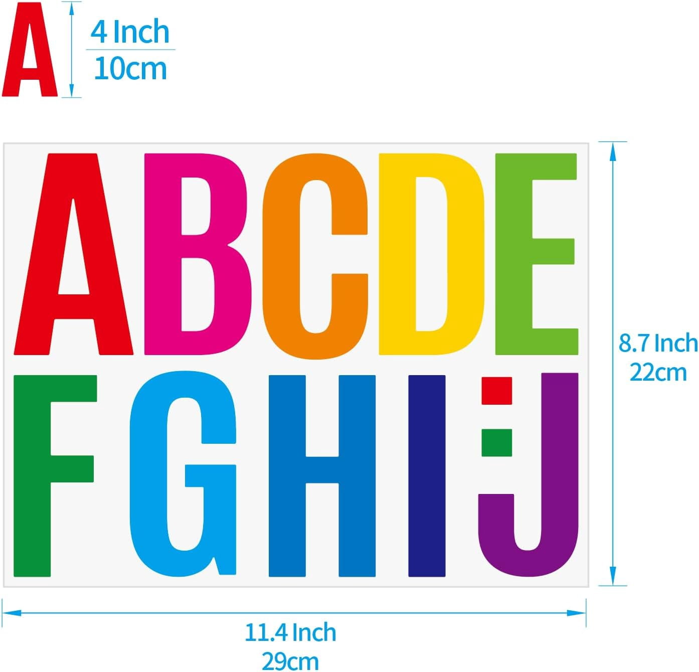 258 Pcs Waterproof 4" Self-Adhesive Vinyl Alphabet & Number Stickers for Mailboxes, Signs, Windows, Doors, Vehicles, Home, Business, and Lockers - Colored