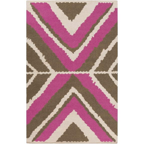 BoutiqueRugs Wiley Bohemian, Transitional Area Rug - Fuchsia, Peach, Dark Brown - 2' x 3'
