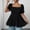 Black, variant on Womens Plus Size Square Neckline Ruffled Blouse Short Sleeve Slim Fit Sweet Casual Summer Top Black XXL