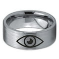 thumbnail image 2 of Tungsten Looking Seeing Eye Band Ring 8mm Men Women Comfort Fit Gray Flat Cut Brushed Polished, 2 of 4