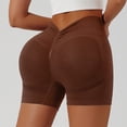 thumbnail image 4 of Domuza Womens Workout Scrunch Shorts V Back Gym Booty Lifting High Waisted Seamless Biker Yoga Shorts Coffee L, 4 of 8