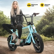 Caroma Peak 1200W Electric Scooters with Seat,30Miles Max Range,20mph Top Speed,16 Fat Tire for All-Terrain,Ebike for Adluts with Basket,UL2272